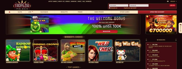 Tropezia Palace Casino page accueil
