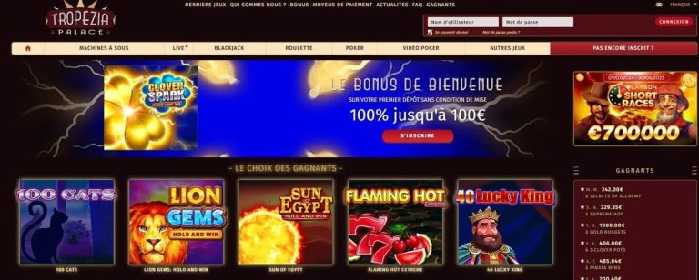 Tropezia Palace Casino interface