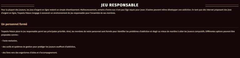 Tropezia Palace Casino jeu responsable